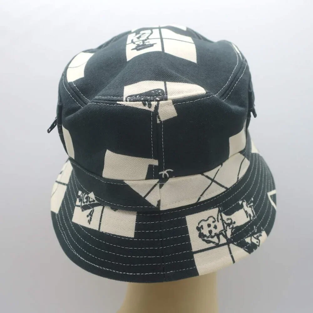 Chanel Window Print Bucket Hat Black & White Canvas Size Medium